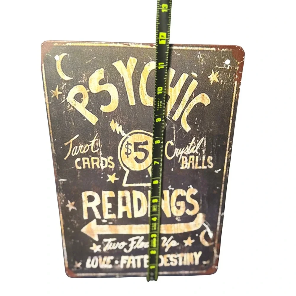 Psychic Readings $5 Tarot Cards Crystal Balls - Metal Sign Black Vintage Tin Art